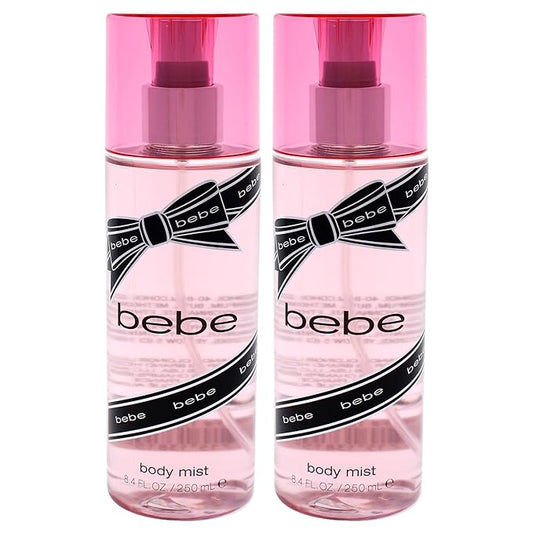 Bebe Silver Body Mist - Body Spray for Women with Mango, Tuberose, Peony, Jasmine, Rose, Cedarwood, Musk, and Sandalwood Long-Lasting Fragrance Mist - 8.4 Fl Oz Pack Of 2