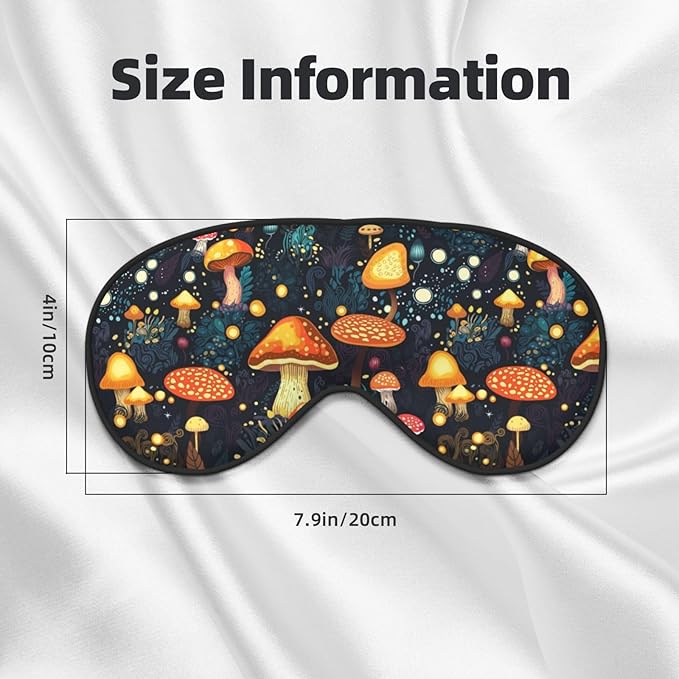 Sleep Eye Mask Mushroom Forest with Lights Sleep Mask for Women Men Comfortable Eye Mask with Adjustable Strap Soft Eye Cover Blindfold for Travel Yoga Nap Shift Work