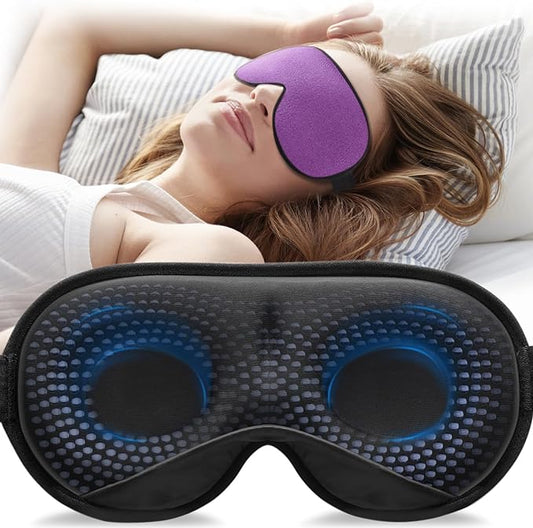 YFONG Weighted Sleep Mask, Women Men 3D Eye Mask Blocking Lights Sleeping Mask (4.2oz/120g), Pressure Relief Night Sleep Eye Mask with Adjustable Strap, Eye Cover Blindfold for Travel Nap Yoga, Purple