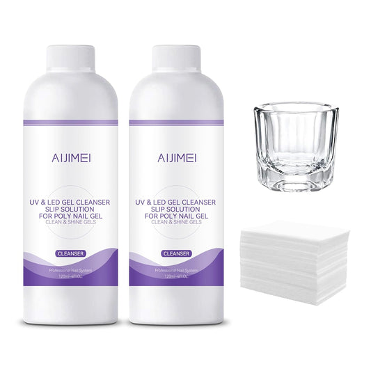 AIJIMEI Nail Slip Solution Poly Gel Slip Solution Set 4FL.OZ 2PCS Slip Solution for Nails Gel Nail Solutions Slip Solution for Poly Nail Gel UV&LED Gel Cleanser Slip Solution for Poly Nail Gel