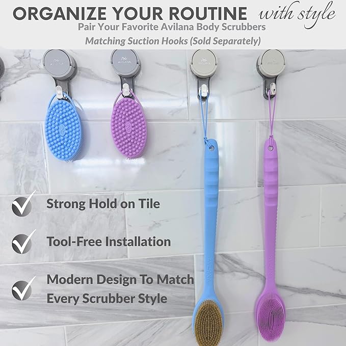 Avilana Silicone Body Scrubber – Gentle Shower Brush & Loofah Alternative- Food Grade & Lab Tested – Fast-Drying, Hygienic, BPA-Free Silicone Body Gentle Exfoliator (Dark Gray, Body & Face)