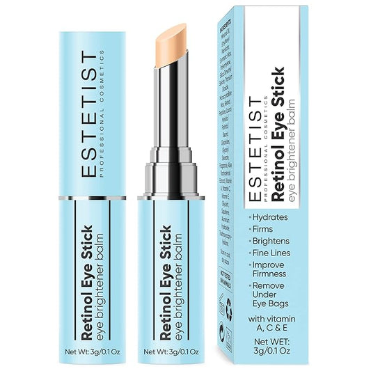 Retinol Eye Brightener Cream Stick, Vitamin C & E Enriched Under Eye Bags Care for Dark Circles, Puffiness & Anti-Aging, Hydrating Eye Balm for All Skin Types