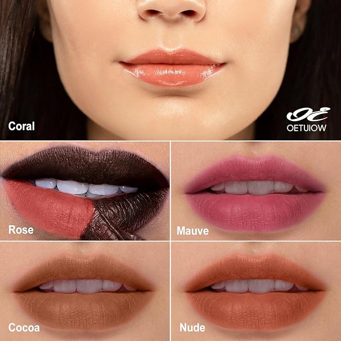 OETUIOW Lip Stain - All Day Lip Stain Peel Off, Naturally Moisturizing Lightweight Glow-Boosting Non-Sticky, Vegan Lip Makeup Gift for Her (Nude)