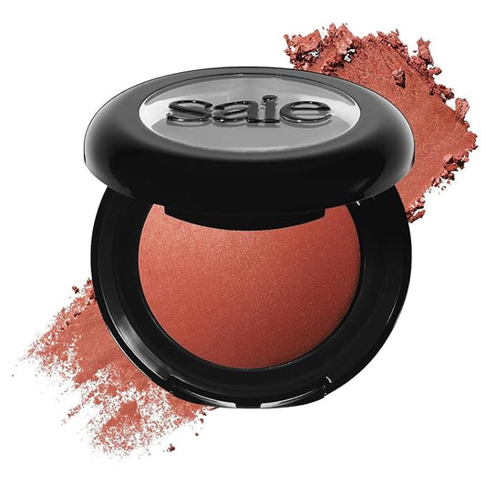 Saie SuperSuede Baked Blush - Talc-Free Powder Blush for All Day Wear - Enriched with Plant-Derived Squalane + Glycerin to Help Moisturize Dry Skin - Ciao (0.1 Ounce)