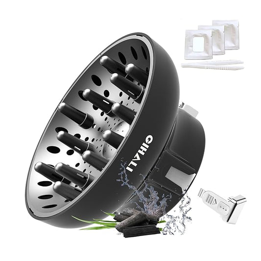 Universal Hair Diffuser “Super Sturdy” 1.7 Inch to 2.6 Inch for Natural Curly and Wavy Hair, Hair Dryer Attachment (Black 2 Aroma Upgrade)