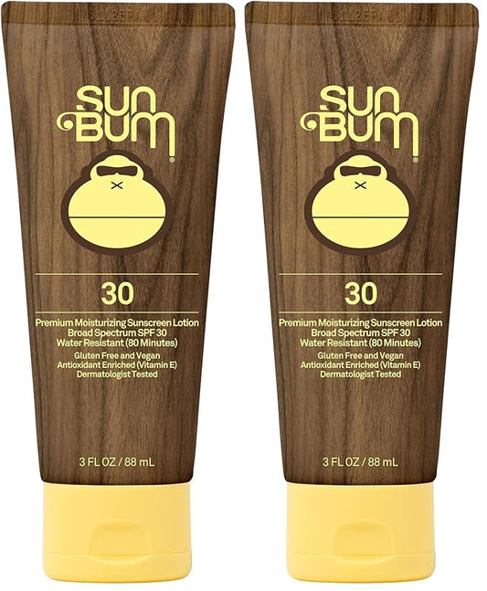 Sun Bum Original SPF 30 Sunscreen Lotion | Vegan and Hawaii 104 Reef Act Compliant (Octinoxate & Oxybenzone Free) Broad Spectrum Moisturizing UVA/UVB Sunscreen with Vitamin E | 3 oz (Pack of 2)