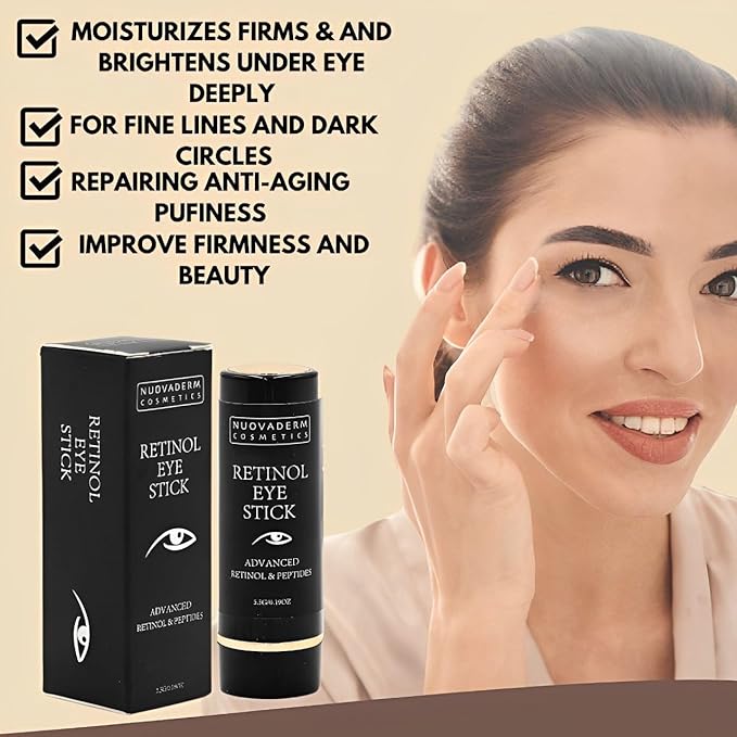 Advanced Retinol Eye Stick Balm - Hydrating Under Eye Stick Brightening Eye Cream with Peptides for Fine Lines, Wrinkles, Dark Circles & Puffiness - Unscented Anti Aging Eye Cream for Women & Men