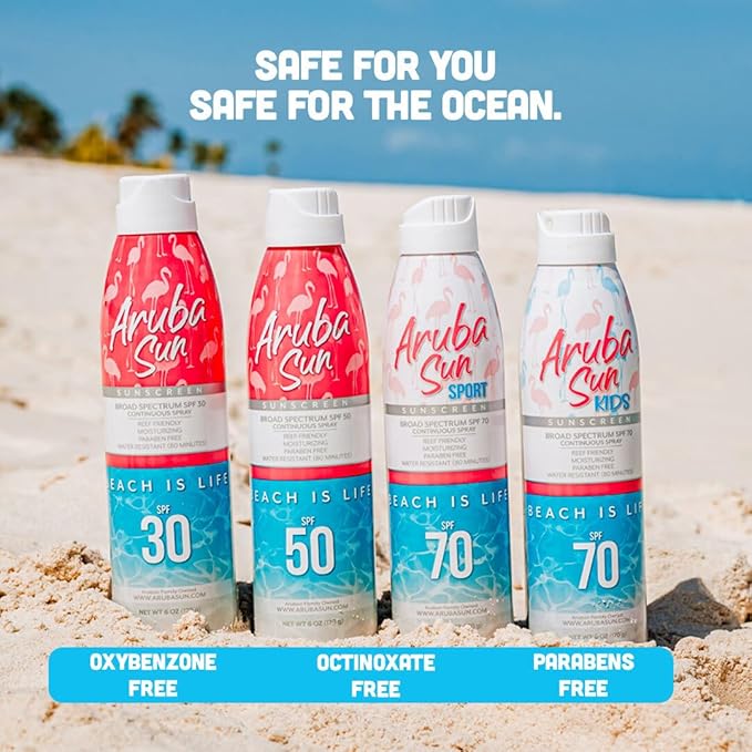 SPF 30 Sunscreen Spray 6oz - Reef Act Compliant no 67 Octinoxate & Oxybenzone Free - Sun Screen Broad Spectrum UVA/UVB - Sunscreen Waterproof and Non-Greasy