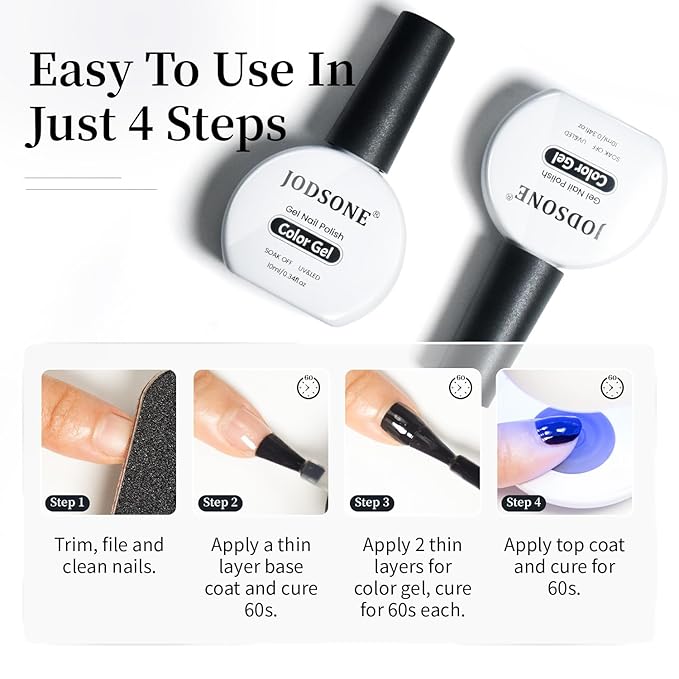 JODSONE 2Pcs Gel Nail Polish Set 10ml Black and White Gel Polish，Soak Off LED U V Nail Gel Manicure All Seasons Gel Polish Nail