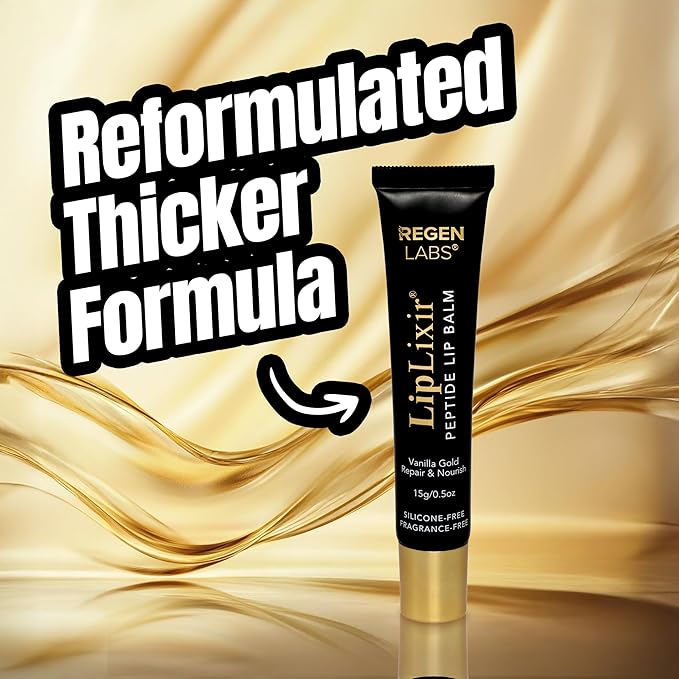 LipLixir Non Toxic Peptide Lip Balm – EWG® VERIFIED, All-Natural, Ultra-Clean, Hydrating, Doctor Approved Lip Gloss – Fragrance-Free with Shea, Cocoa & Coconut Oil, (Reformulated Thicker Formula)