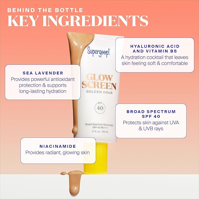 Supergoop! x The Summer I Turned Pretty Summer Glow-Up SPF Set - Includes Glowscreen SPF 40, Glow Oil SPF 50 & Butterfly Hair Clip