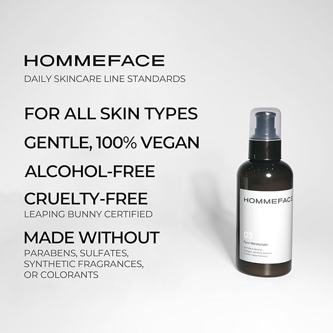 HommeFace Men’s Daily Face Moisturizer, 5.07 fl. oz. - Hydrating & Nourishing Facial Lotion - Korean Skincare Technology with Collagen, Witch Hazel & Cica Extracts