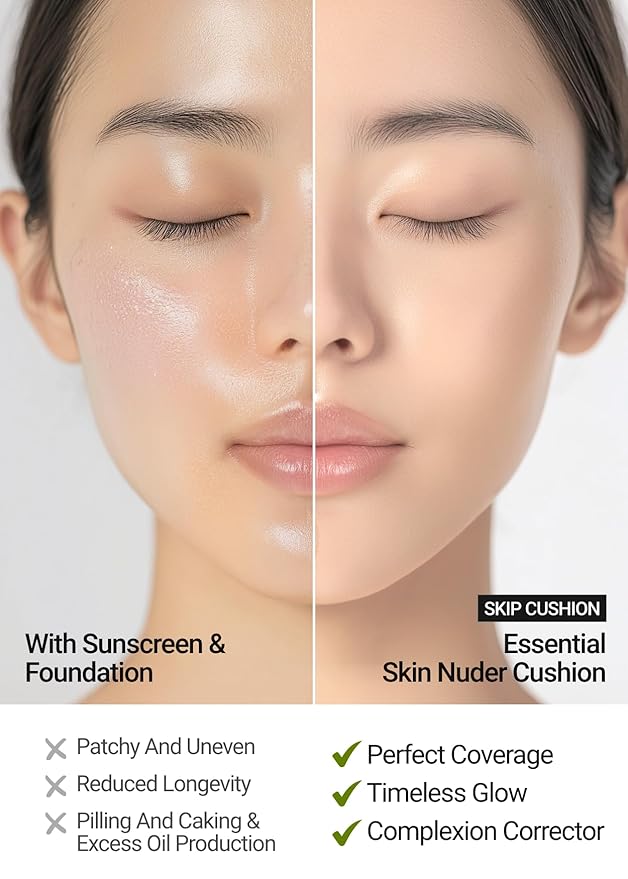 [JUNGSAEMMOOL OFFICIAL] Essential Skin Nuder Cushion (04 N Light) | Refill not Included | Natural Finish | SPF50 Broad Spectrum | Korean Makeup Artist Brand | Foundation Makeup