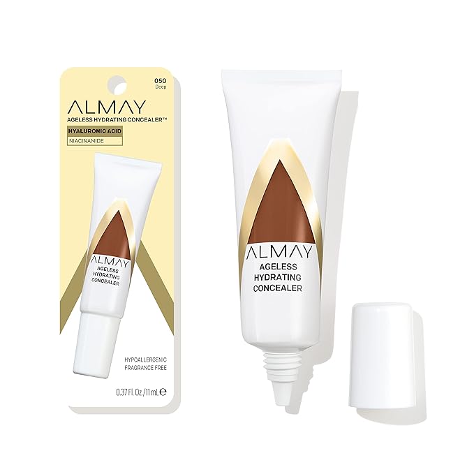 Almay Anti-Aging Concealer, Face Makeup with Hyaluronic Acid, Niacinamide, Vitamin C & E, Hypoallergenic-Fragrance Free, 050 Deep, 0.37 Fl Oz (Pack of 1)