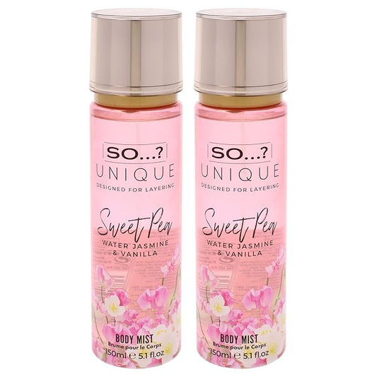 So...? Unique Body Mist - Sweet Pea for Women - 5.1 oz Body Mist - Pack of 2
