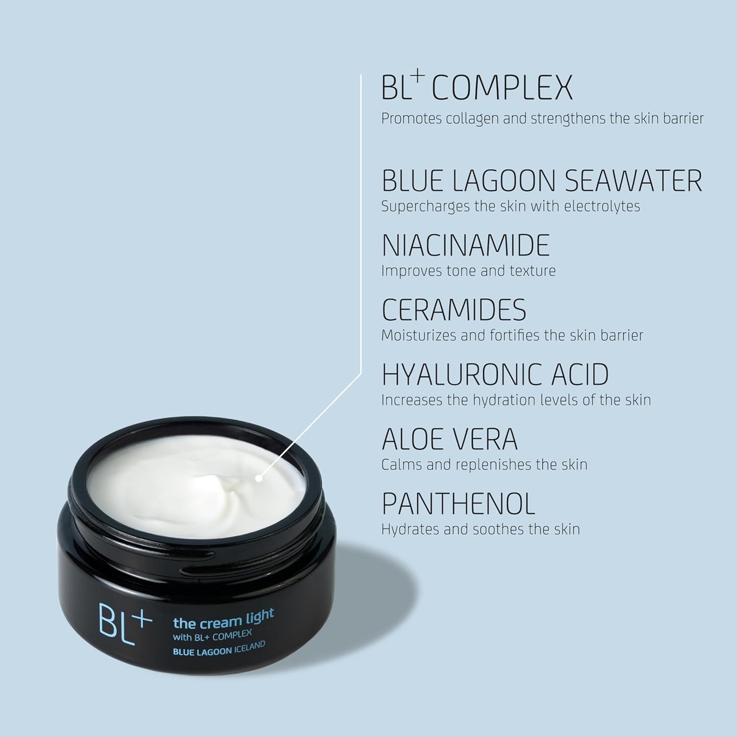 Blue Lagoon - BL+ The Cream Light Gel Moisturizer | Sustainable, Bioactive Luxury Skincare (Full Size, .5 oz | 15 ml)