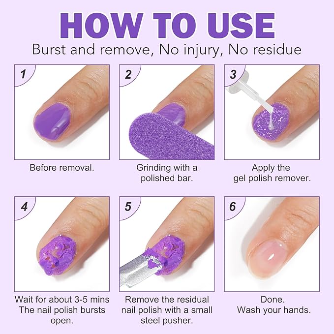 Gel Nail Polish Remover, Gel Polish Remover for Nails - Quickily and Easily Removes Gel Nail Polish at Home in 2-5 Mins - No Need for Foil, Soaking or Wrapping, 0.5 fl oz