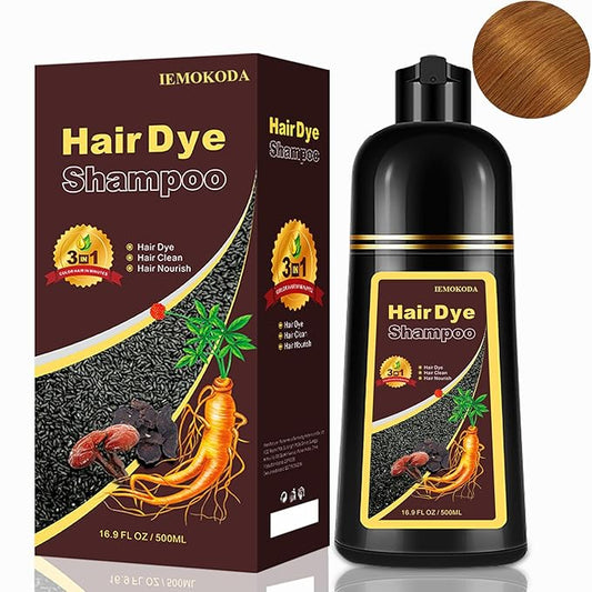Blonde Brown Hair Dye Shampoo 3 in 1, Instant Hair Color Shampoo for Women Men, Natural Color Shampoo Hair Dye, Grey Hair Coverage in Minutes, Herbal Formula (17.6 FL OZ)