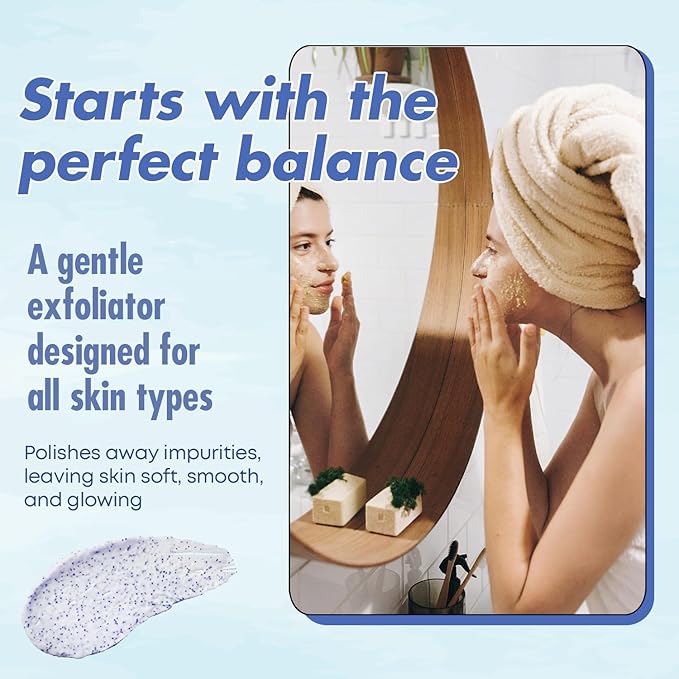 Hyaluronic Acid Facial Scrub - Dermatologist Tested, Anti-Aging, Korean Skin Care, Hydrates & Plumps Dry Skin, Improves Texture & Firmness - Gentle, Vegan, 95% Natural - 1 Pack