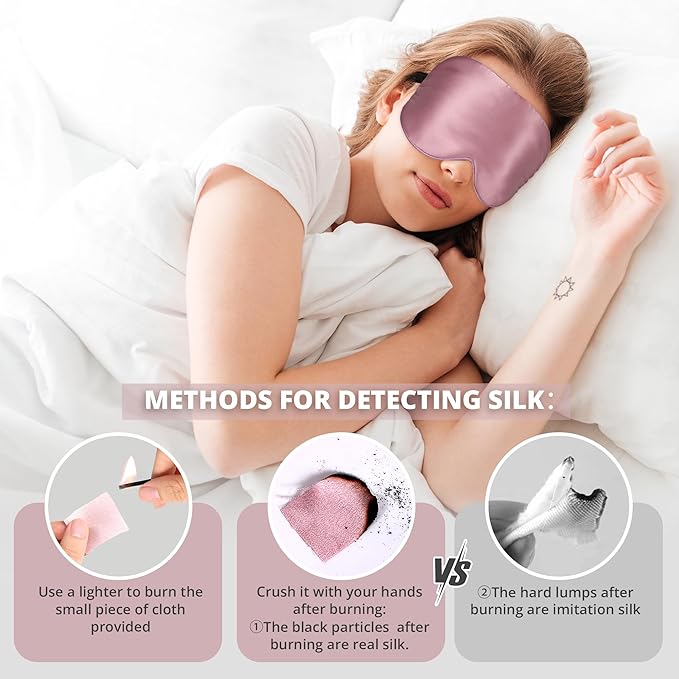 Sleep Mask, Silk Eye Mask for Sleeping with Adjustable Strap, Satin Blackout Sleeping Eye Mask for Men&Women, Comfortable Blindfold Eyeshade for Night Sleep(22 Momme Pink)