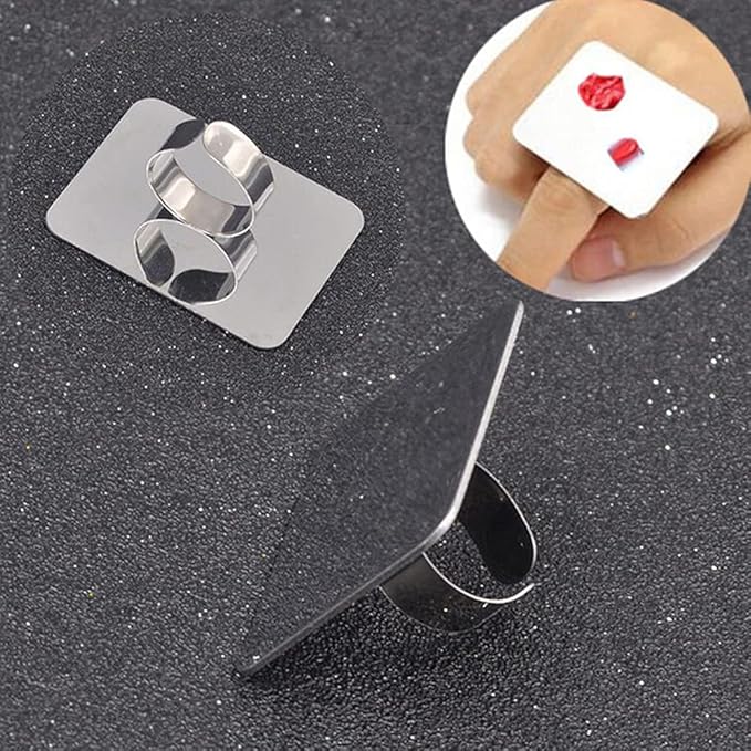 AKOAK 2 Pcs Stainless Steel Square Palette Mini Ring Makeup Palette Nail Blur Painting Tools DIY Nail Art can be Used for Eye Shadow Eyelash Pigment Mix