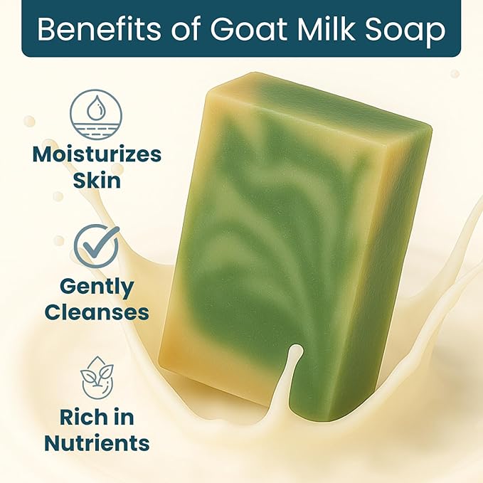 Eucalyptus Spearmint Soap Bar - Goat Milk Soap for Men & Women - Natural, Handmade w/Real Milk - Dry Skin, Hands/Body - Premium, Gentle, No Dyes - (1, Large, 5oz)