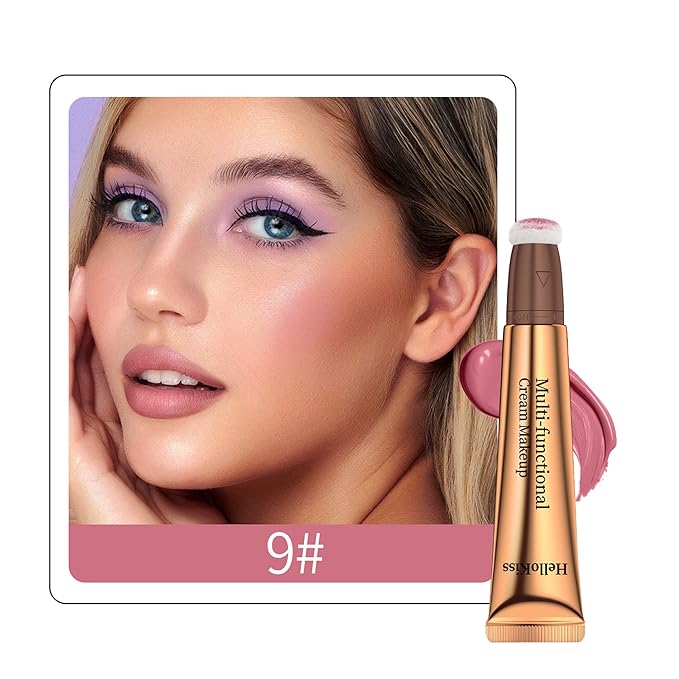 Liquid Blush Beauty Stick, Matte Face Blush with Cushion Applicator Easy to Blend Smooth Natural Silky Smooth Creamy Liquid Blush Wand Facial Blush Makeup Stick(#03 Pink)