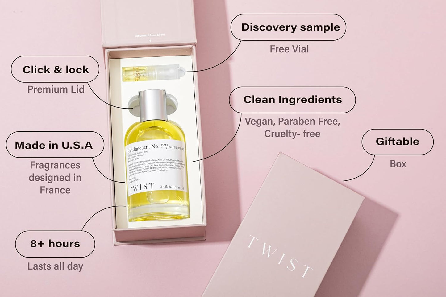 Twist Half-Innocent No. 97 Inspired by Kilian's Good Girl Gone Bad, Long Lasting Perfume For Women, Paraben Free, Vegan, Clean Ingredients, Fragrance - Spray 100 ml | 3.4 fl. oz.