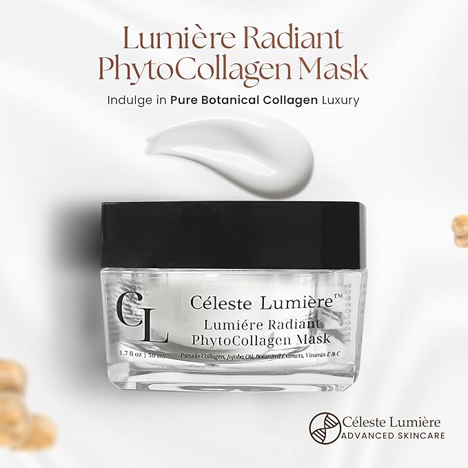 Lumière Radiant PhytoCollagen Mask - Luxury Hydrating Face Mask Formula with Plant Collagen & Botanical Oils - Moisturizes, Nourishes & Enhances Glowing Beauty - 1.7 fl oz / 50ml
