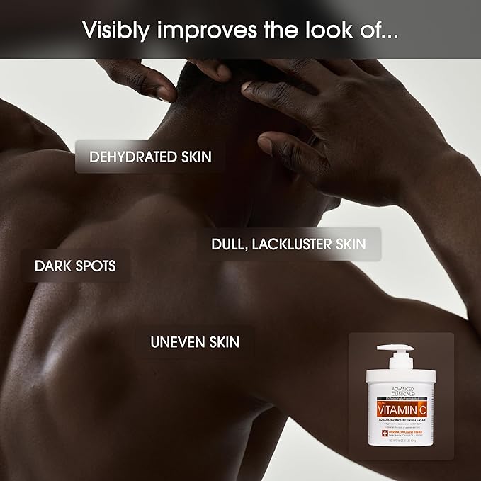 Advanced Clinicals Brightening Vitamin C Body Cream + Potent Vitamin C Face Moisturizer Gel Cream 2pc Skincare Set For Women & Men To Diminish Appearance Of Dark Spots, Wrinkles, & Dry Skin, 2pc Set