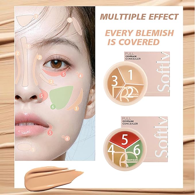 6 Color Correcting Concealer Kit with 11 Pcs Makeup Brush Kits, Light Color Combination Cream Concealer Palet for Light to Medium Skin Tone, Cover Dark Circles, Bruises, Spots, Blemish