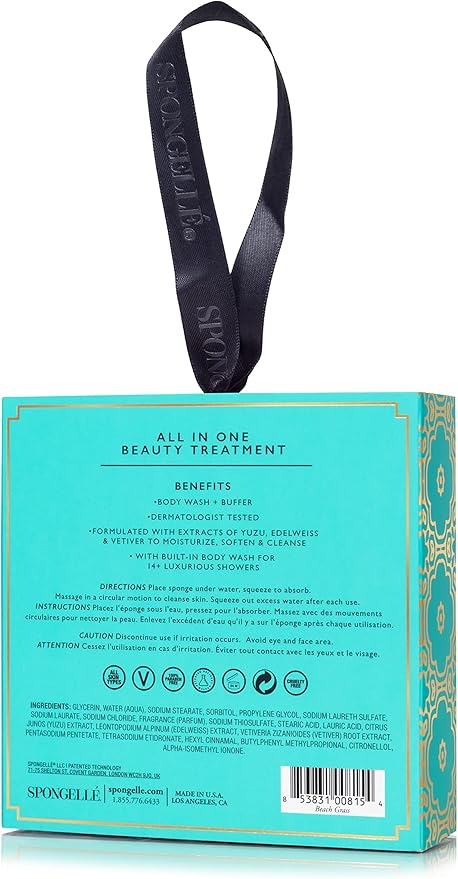 SPONGELLÉ Boxed Flower Shower Body Wash Infused Buffer, Beach Grass