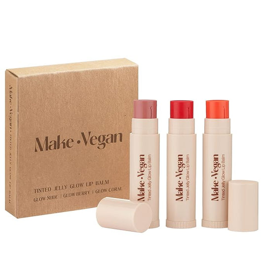Vegan Tinted, Lip Moisturizer Gifts Sets & Hydrating Lip Balm Set, Natural Lip Balm for Dry Cracked with Argan Oil, Sunflower Oil and Hyaluronic, Not Tested on Animals (3 Packs)