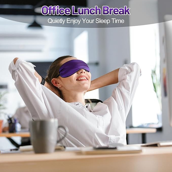 Sleep Mask, Silk Eye Mask for Sleeping with Adjustable Strap, Blindfold Eyeshade for Men & Women, Comfortable & Soft Eye Cover Eyeshade for Night Sleep (Dark Purple)