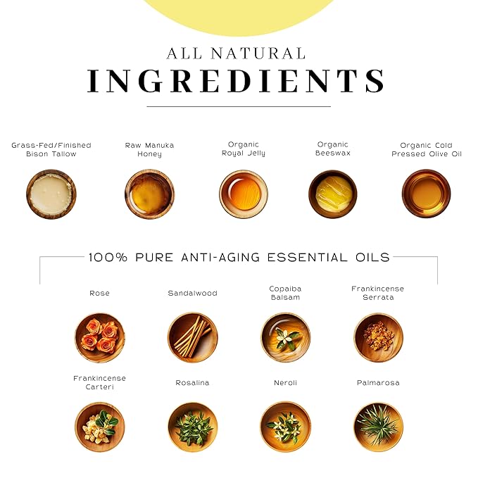 Vanman’s - Tiny Bison Tallow and Honey Balm - Grass-Fed/Finished Bison Tallow and Manuka Honey Cream with Royal Jelly, Essential Oils - Cream for Dry, Delicate Skin - Bison Tallow Skin Care - 0.25 oz