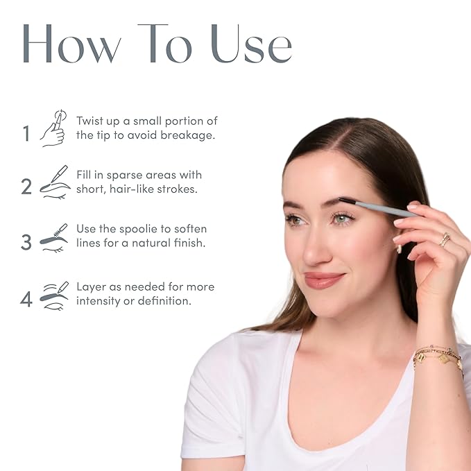 Easy Everyday™ Brow Pencil - Best Eyebrow Pencil for Women, Smudge Proof Hair-Like Strokes, 1.2mm Precision Tip with Spoolie, Vegan (Light Brown)