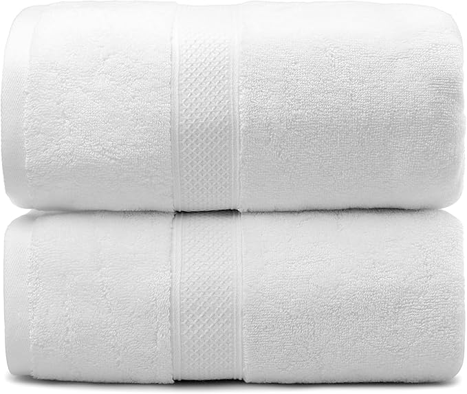 Fluffy Cotton Bath Towels Set650GSM,2-Piece Set, Thickened and Enlarged(31.5x63 inches),Super Absorbent,Soft,Suitable for Hotel, Bathroom, Swimming Pool, SPA,Gift(2, White, 31.5x63in)