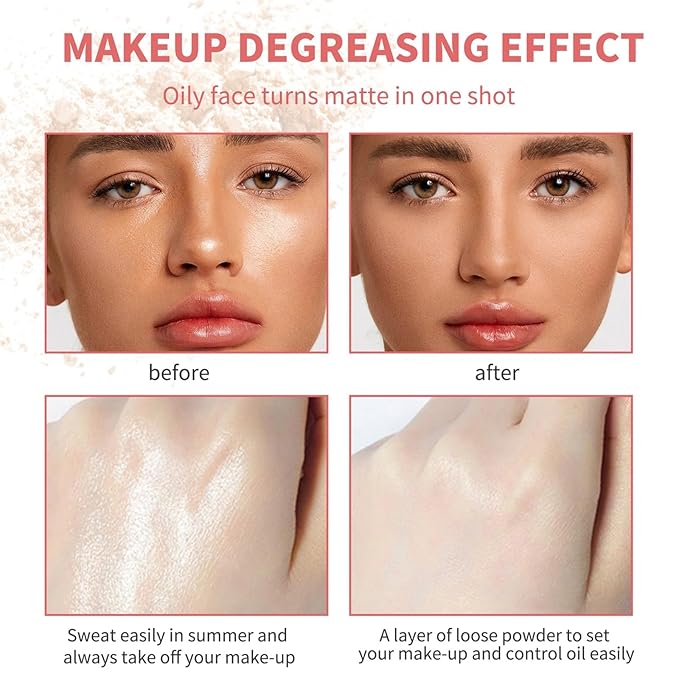 MAEPEOR Matte Setting Loose Powder 8 Colors Smooth and Lightweight Face Powder for Brightening and Setting Makeup with Face Puff (07 Flesh)