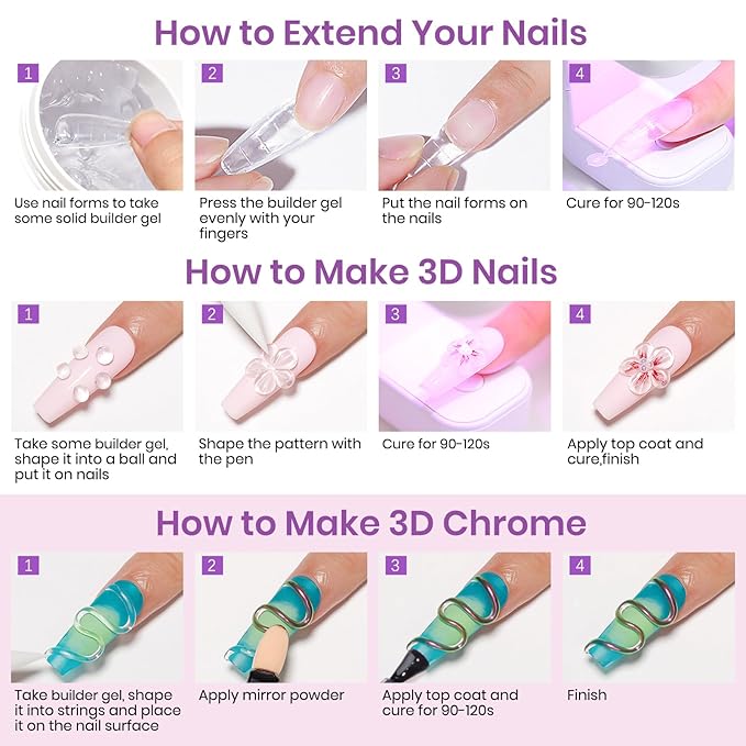 MIZHSE Solid Builder Gel for Nails, 60g Large Capacity Clear 3D Sculpting Gel for Nails Hard Gels Non-Sticky Hand Carving U V/LED Extension Gels with 3D Mold Nail Art Salon Home DIY