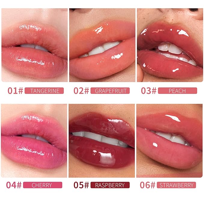 Lip Plumper Raspberry (0.19 Fl. Oz.) Lip Gloss Natural Lip Oil 2in1 Lip Care Serum for Beautiful Fuller-Looking Lips, Hydrating & Reduce Fine Lines,Strawberry