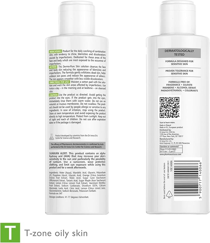Face & Body Breakout Solution - 3% Mandelic Acid Helps Clarify Blemish & Acne Prone Skin, Face, Back & Chest Pimples Exfoliating & Clearing Treatment, SEBO-ALMOND-CLARIS, 6.42 fl oz