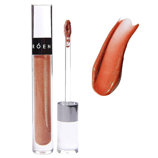 ROEN - Natural Kiss My Liquid Lip Balm Shimmer | Vegan, Cruelty-Free, Clean Makeup (BOWIE - Shimmery Nude-Rose)