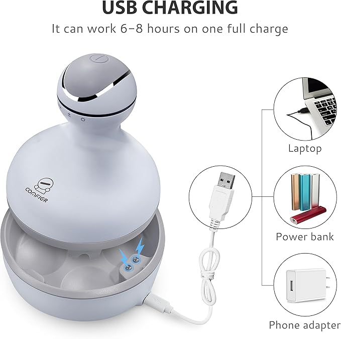 COMFIER Electric Scalp Massager Hair Growth,Handheld Head Massager for Headaches,84 Massage Nodes,Hair Massager,Deep Kneading and Stress Relief,Head Scratcher,Ideal Gifts for Mom,Dad,Women,Men