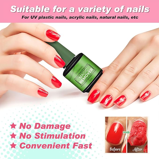 Gel Nail Polish Remover Acetone Nail Polish Remover Cuticle Remover Gel Polish Remover Gel Remover for Nails Removedor De Esmalte Gel 15 ml