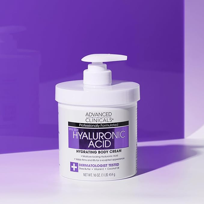 Advanced Clinicals Hyaluronic Acid Body Lotion & Face Moisturizer W/Vitamin E | Hydrating Firming Lotion Minimizes Look Of Wrinkles, Stretch Marks, & Crepey & Dry Skin | Skin Care Products, 16 Oz