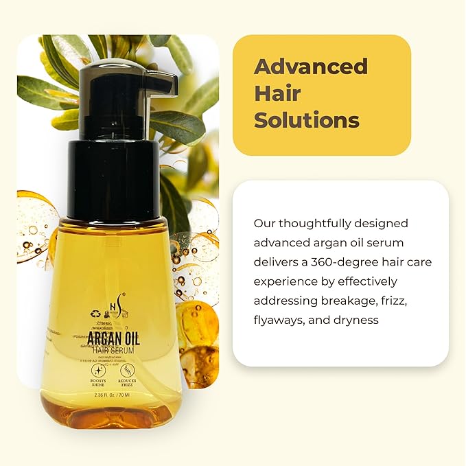 HerStyler Advanced Argan Oil Hair Serum for Women - Anti Frizz Serum for Hair - for Frizzy, Dry and Damaged Hair - Nourishing - 2.36 Fl Oz / 70 Ml - Pack of 2