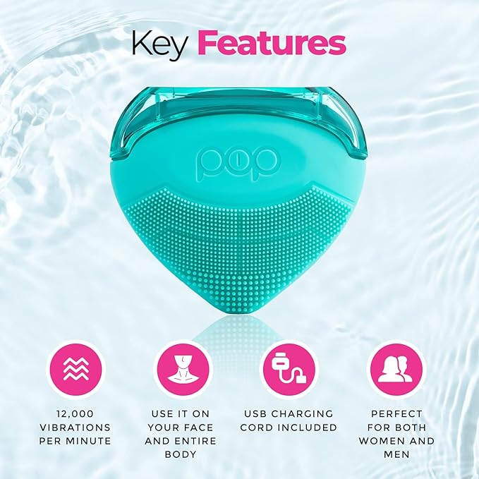 Pop Sonic Strawberry 3 in 1 Skin Exfoliating Cleanser Clean Massage Exfoliate - Turquoise