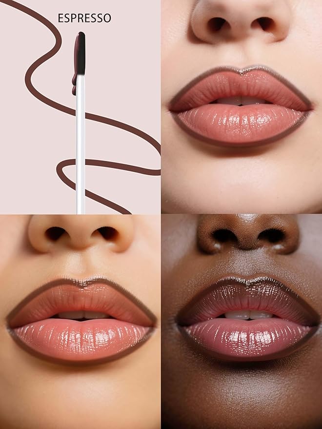 Lip Stain Peel Off Lip Liner Stain with Tweezer, Long Lasting Matte Lip Tint Tattoo, Highly Pigmented Color Lip Makeup, Waterproof Lipstick, Transfer-proof Lipstain for Women, Espresso