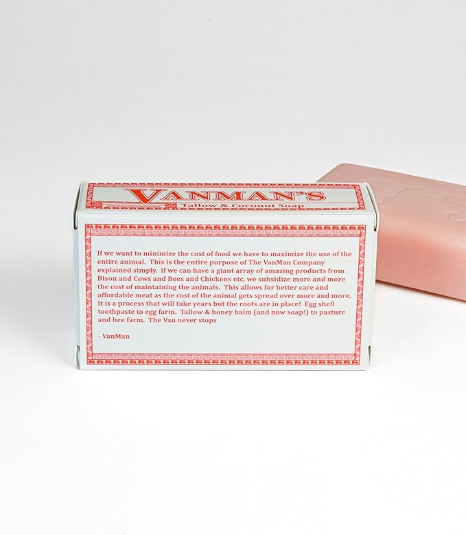VanMan Beef Tallow and Coconut Oil Bar Soap – Pure Grass-Fed Beef Tallow Soap with Coconut Oil & Kaolin Clay, Subtle Grapefruit Scent, Hydrating & Nourishing, Clean Ingredients, 3.8oz - 10 Pack