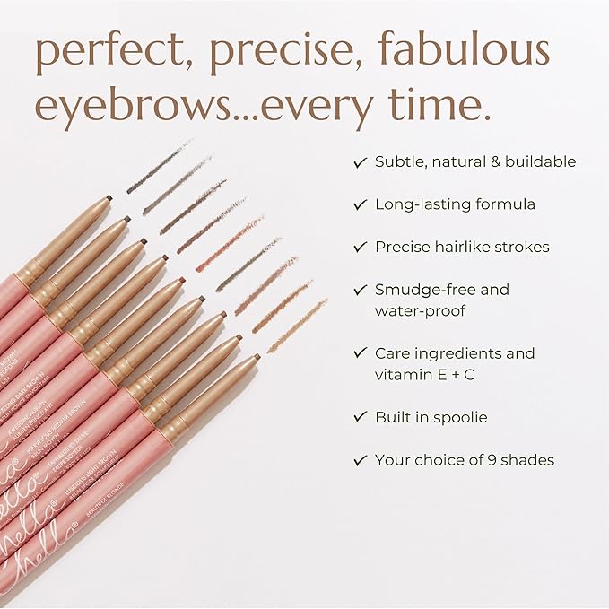 Chella Eyebrow Pencil – Easy-to-Use Brow Definer for Shaping, Filling & Blending – Long-Wear Grey Eyebrow Pencils for Women with Precise Tip (Grey)
